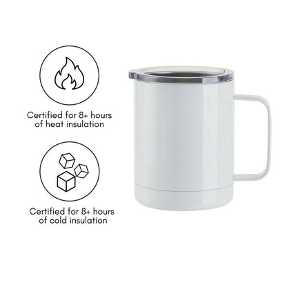 Craft Express 4 Pack 10oz Stainless Steel Coffee Cups – White Sublimation-Ready Insulated Mugs