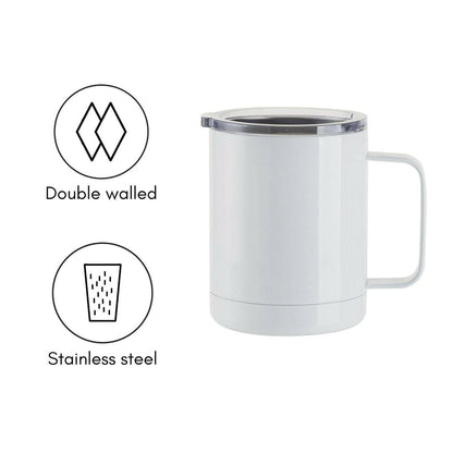 Craft Express 4 Pack 10oz Stainless Steel Coffee Cups – White Sublimation-Ready Insulated Mugs