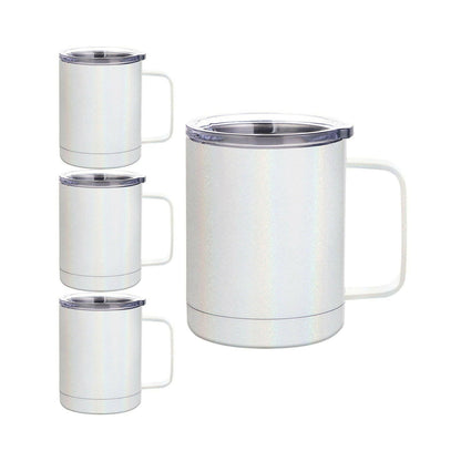 Craft Express 4 Pack 10oz Stainless Steel Coffee Cups – White Sublimation-Ready Insulated Mugs