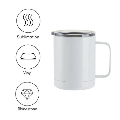 Craft Express 4 Pack 10oz Stainless Steel Coffee Cups – White Sublimation-Ready Insulated Mugs