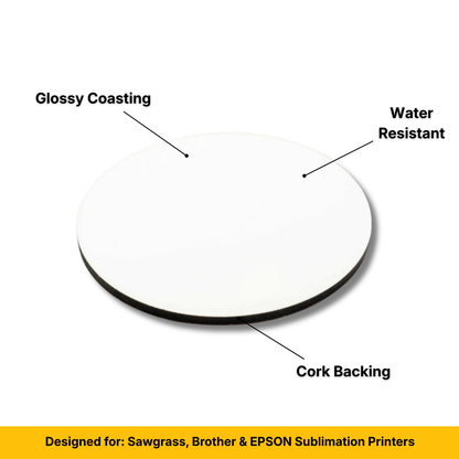 Craft Express White Round Coasters, Sublimation Hardboard Blanks