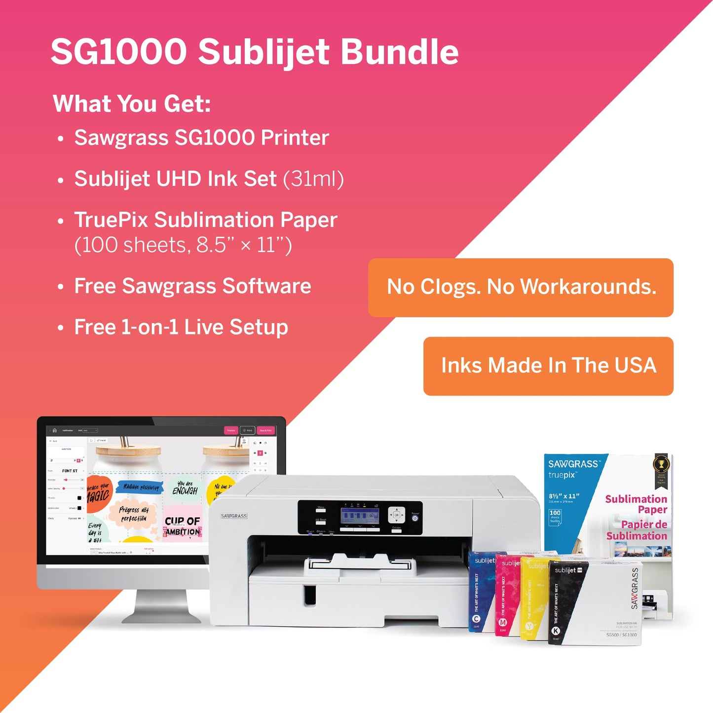 Sublijet Printer, Ink and Paper Bundle