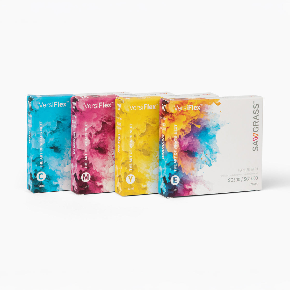 Sawgrass VersiFlex 31ml Cyan Magenta Yellow and Expander ink cartridges