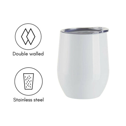 Craft Express 6 Pack Stainless Steel Sublimation Wine Tumblers – 12oz with Lids